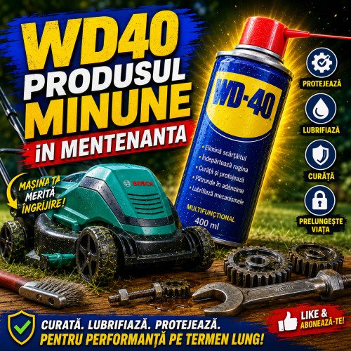 Mentenanță mașină tuns iarbă cu WD40